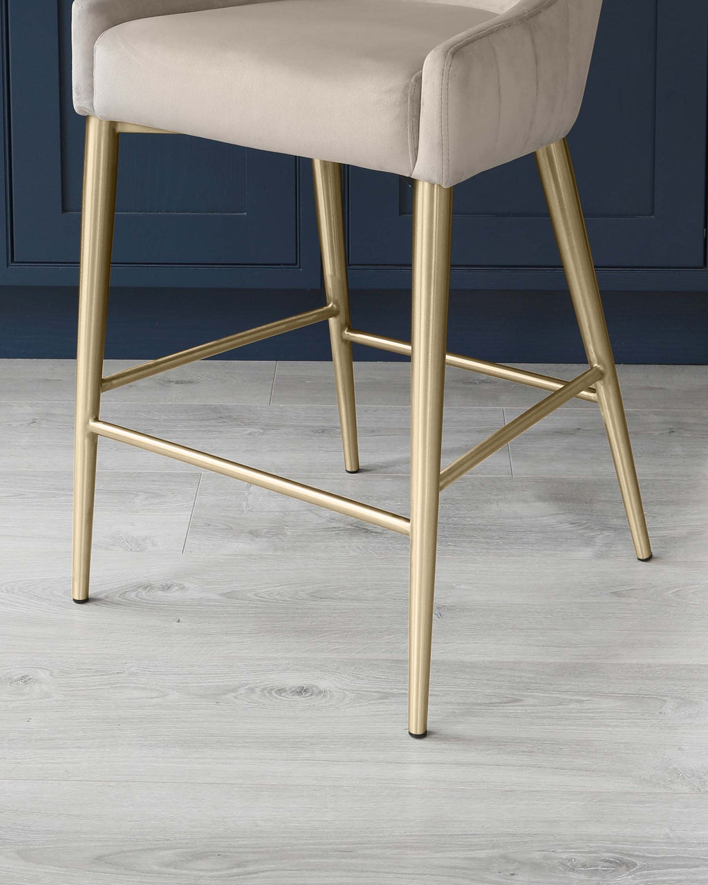 Juliana Champagne Velvet With Brushed Brass Bar Stool
