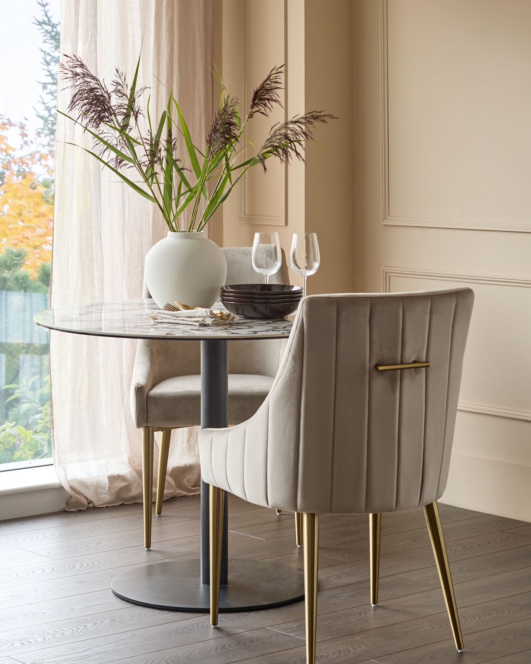 Juliana Champagne Velvet With Brushed Brass Dining Chair