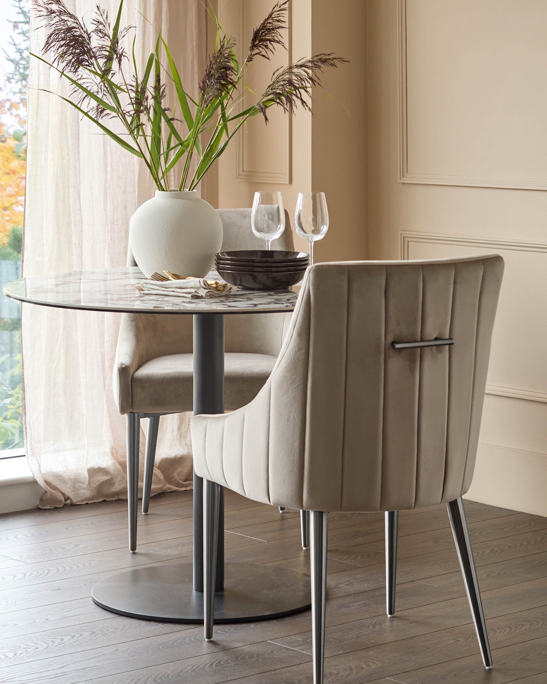 Juliana Champagne Velvet With Stainless Steel Dining Chair