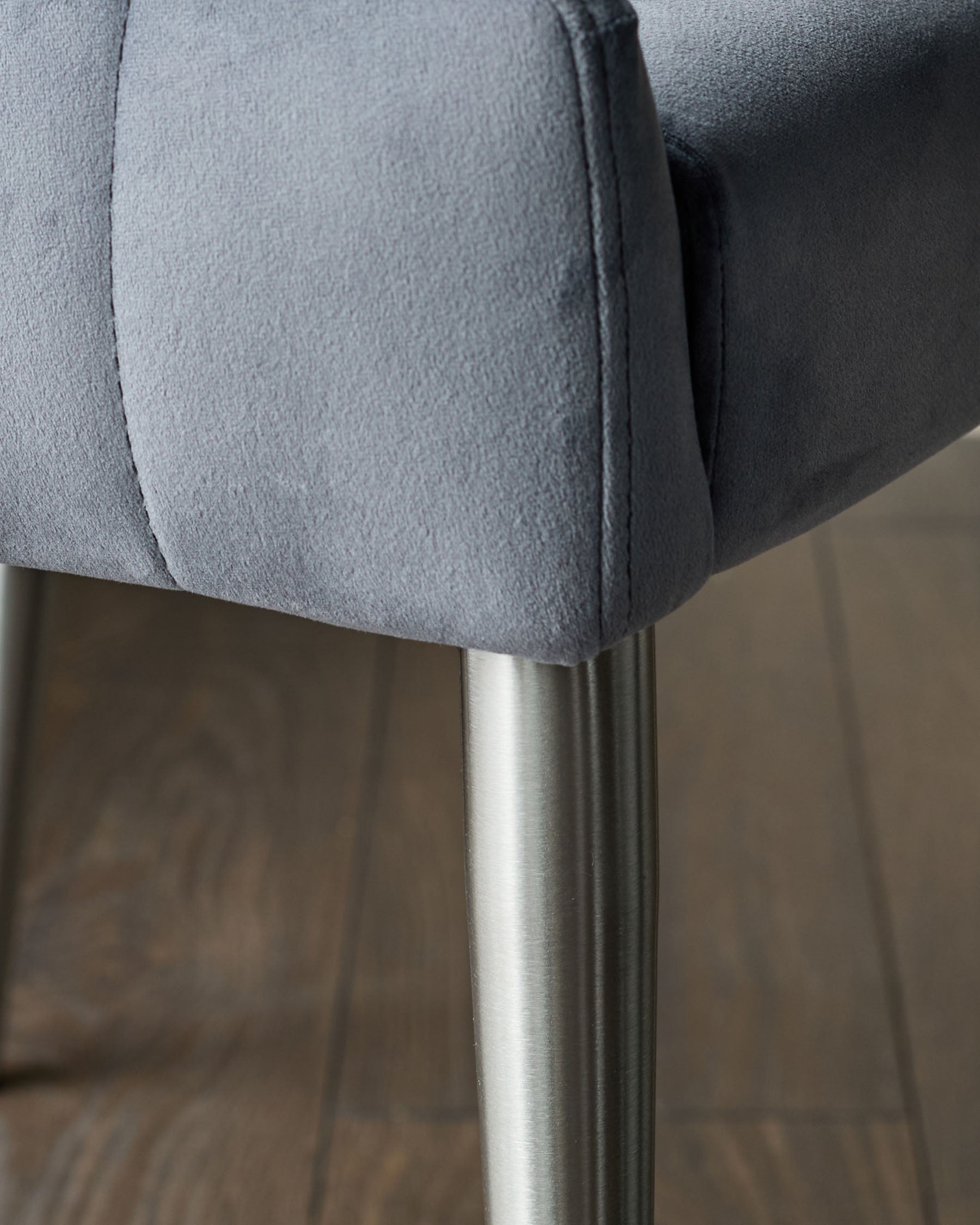 Juliana Dark Grey Velvet With Stainless Steel Dining Chair