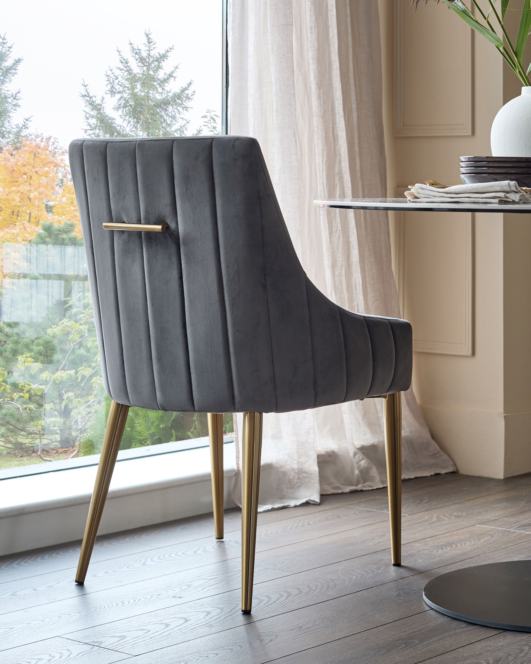 Juliana Dark Grey Velvet With Brushed Brass Dining Chair