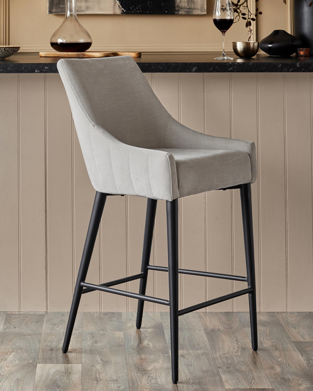 Juliana natural grey fabric bar stool