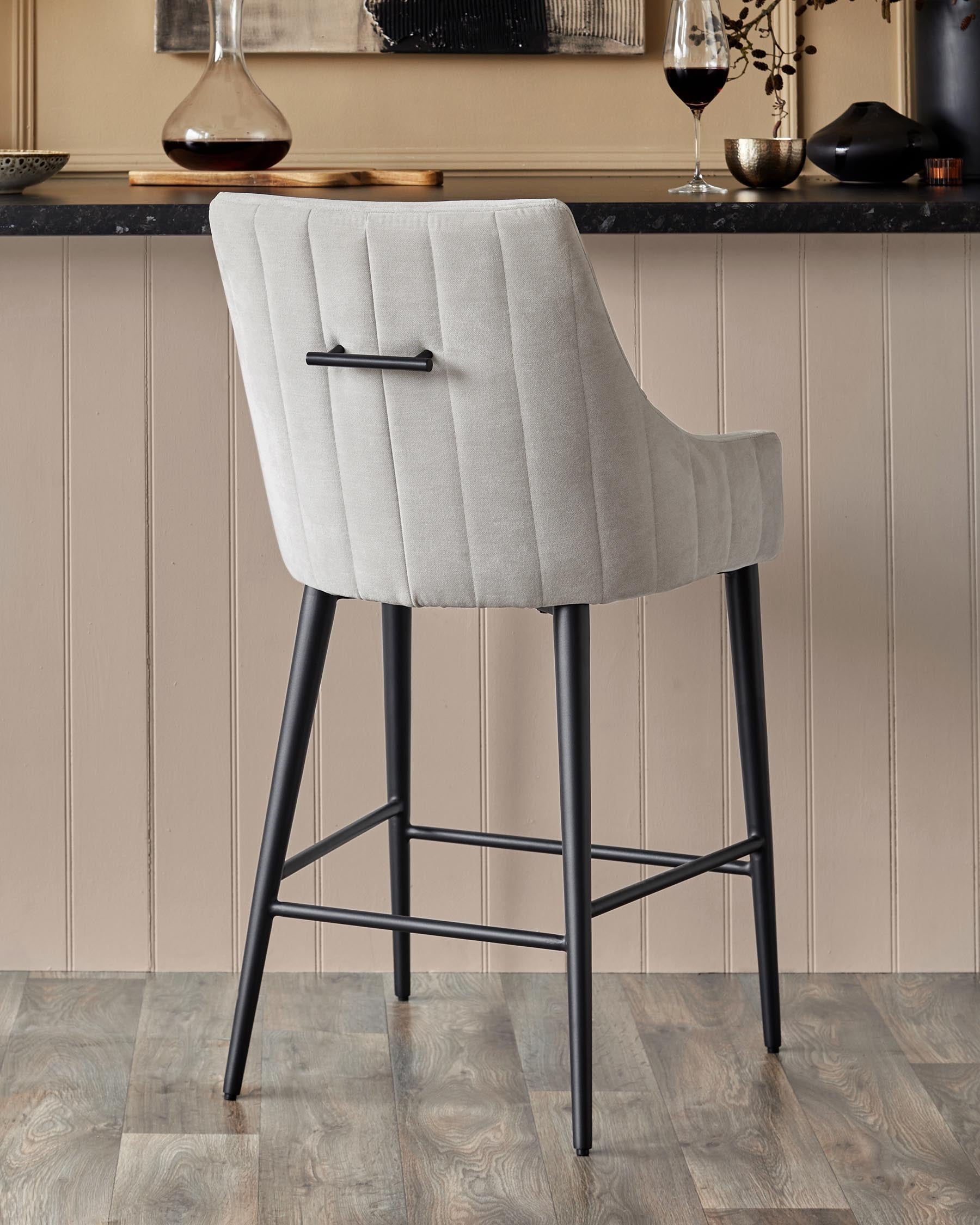 Juliana natural grey fabric bar stool