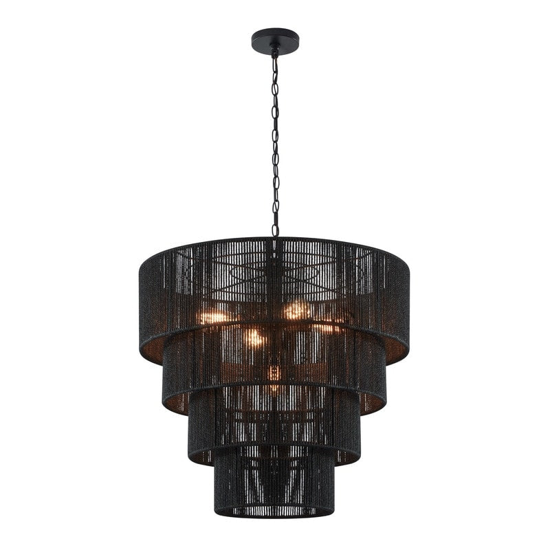 KAWOTI Width 26 5-Light 4-Tiered Bohemian Pendant Light