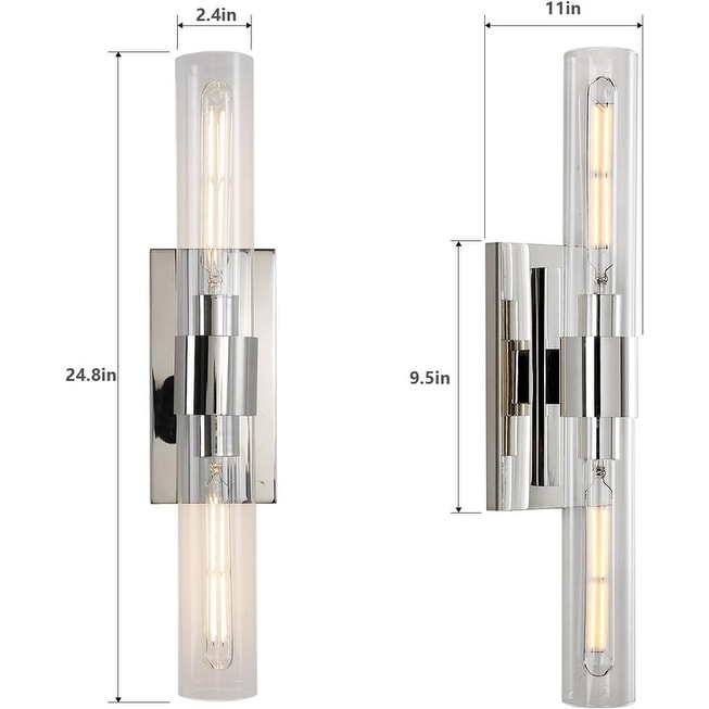 KAYLA Modern Glass Wall Sconces, Indoor Wall Lighting Wall Light Fixtures, Vanity Light with Glass Shade(2-Sets)