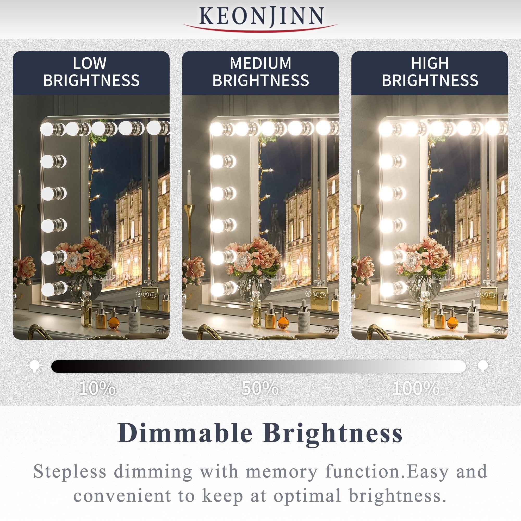 Keonjinn LED Makeup Hollywood Vanity Mirror with 15/18 LED Lights