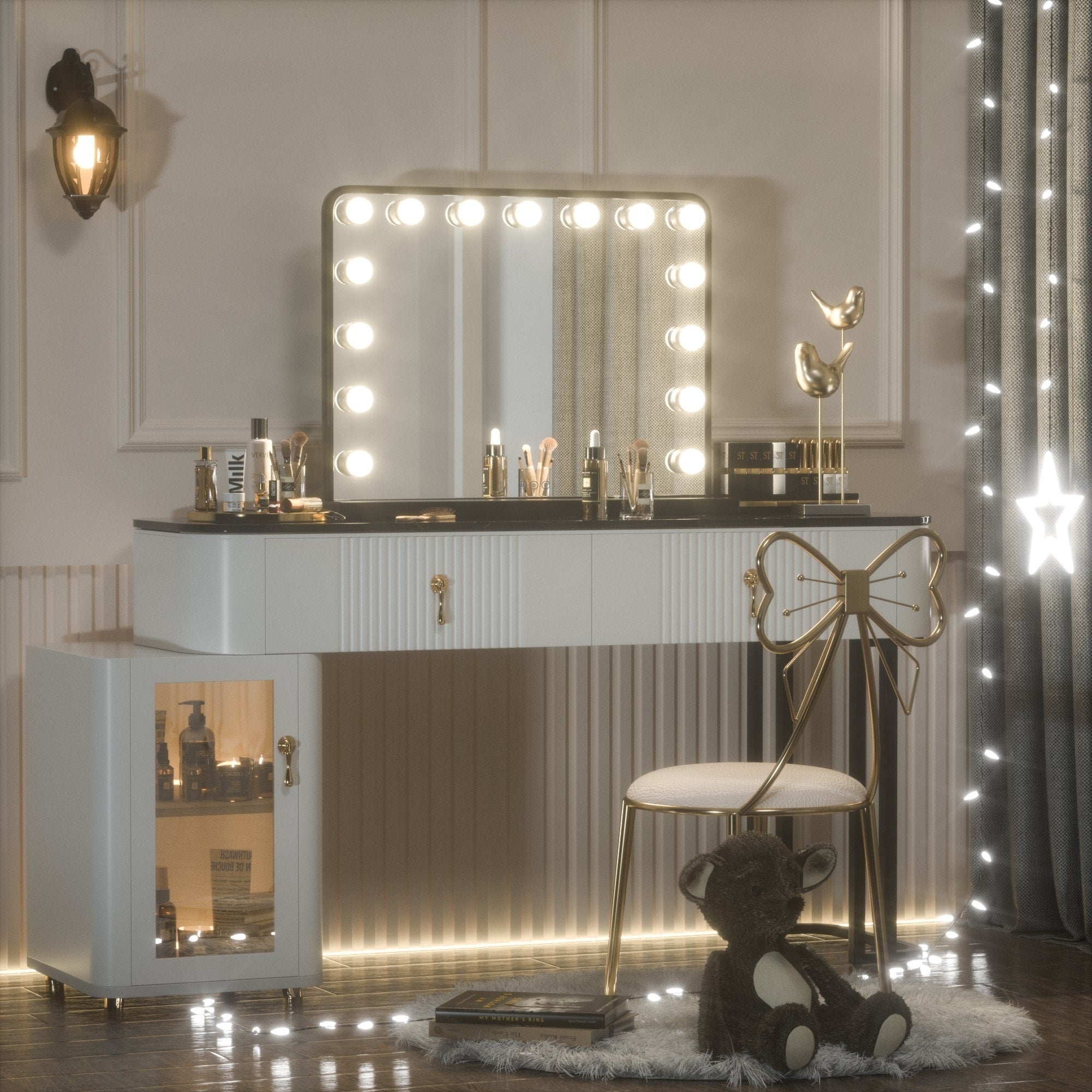Keonjinn LED Makeup Hollywood Vanity Mirror with 15/18 LED Lights