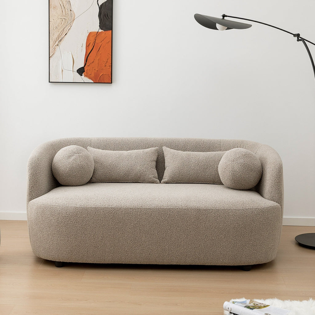 KINWELL Boucle Upholstered 2-Seats Loveseat with Pillows