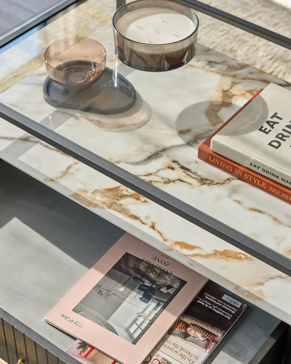 Kai glass and ceramic coffee table