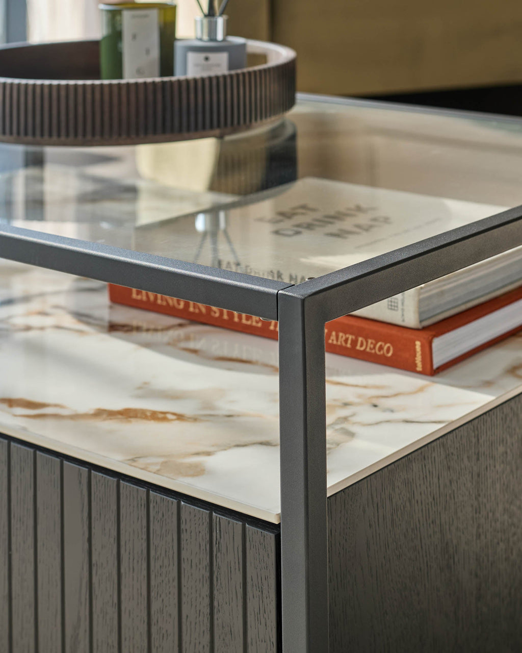 Kai glass and ceramic coffee table