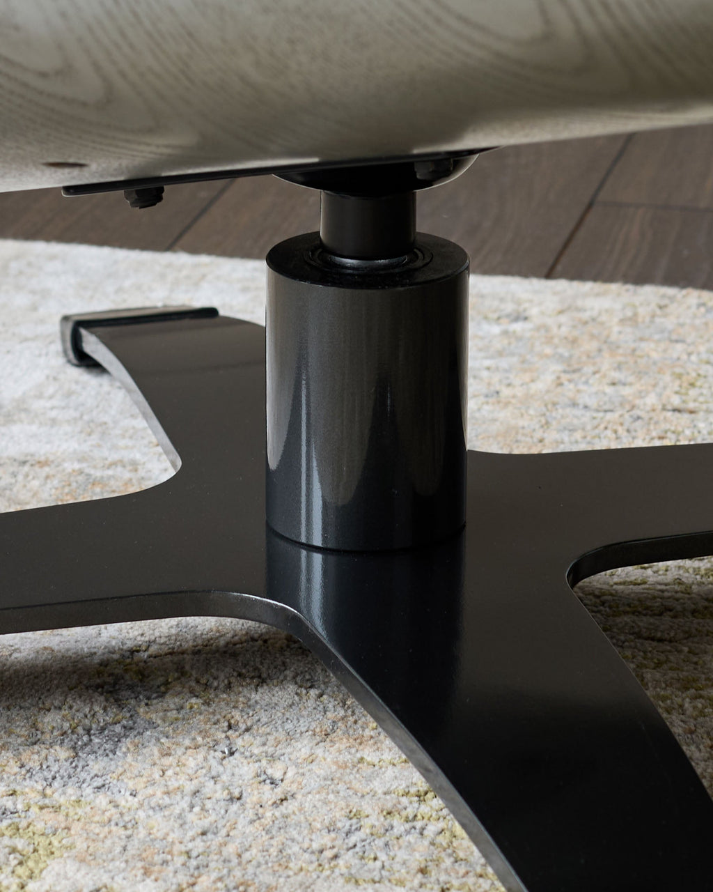 Karma natural grey leather swivel recliner accent chair and footstool