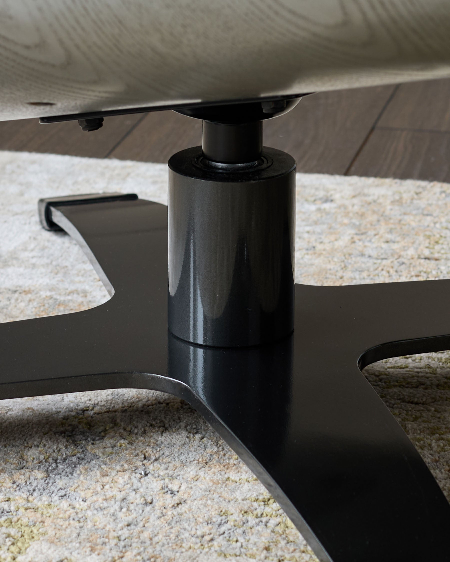 Karma natural grey leather swivel recliner accent chair and footstool