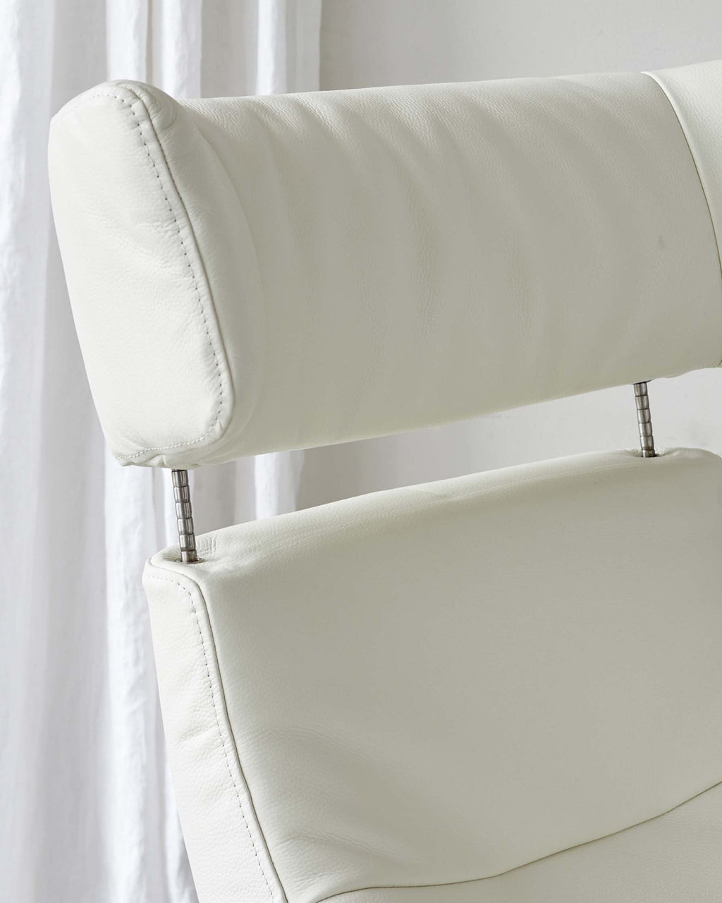 Karma white leather swivel recliner accent chair and footstool