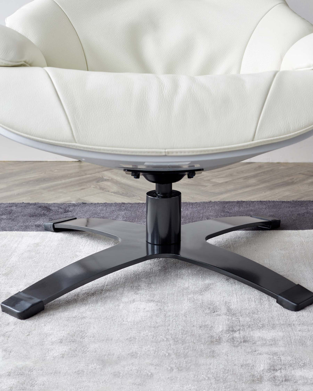 Karma white leather swivel recliner accent chair and footstool