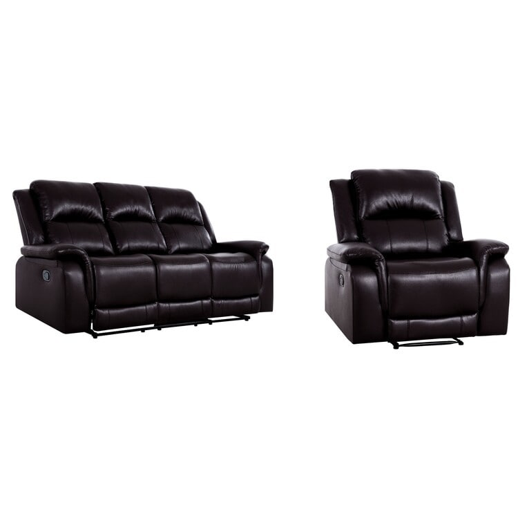 Leather Manual Recliner Sofa Collection for Living Room Leather Reclining Furniture for Home Office Living Room