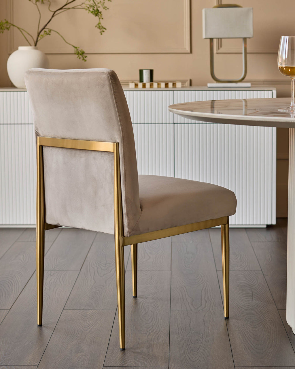 Keira Champagne Velvet Dining Chair