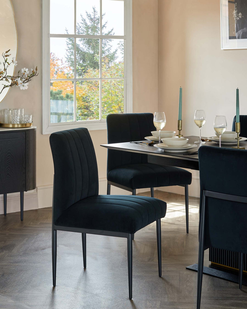 Kendra Black Metal Dining Chair Black Classic Velvet