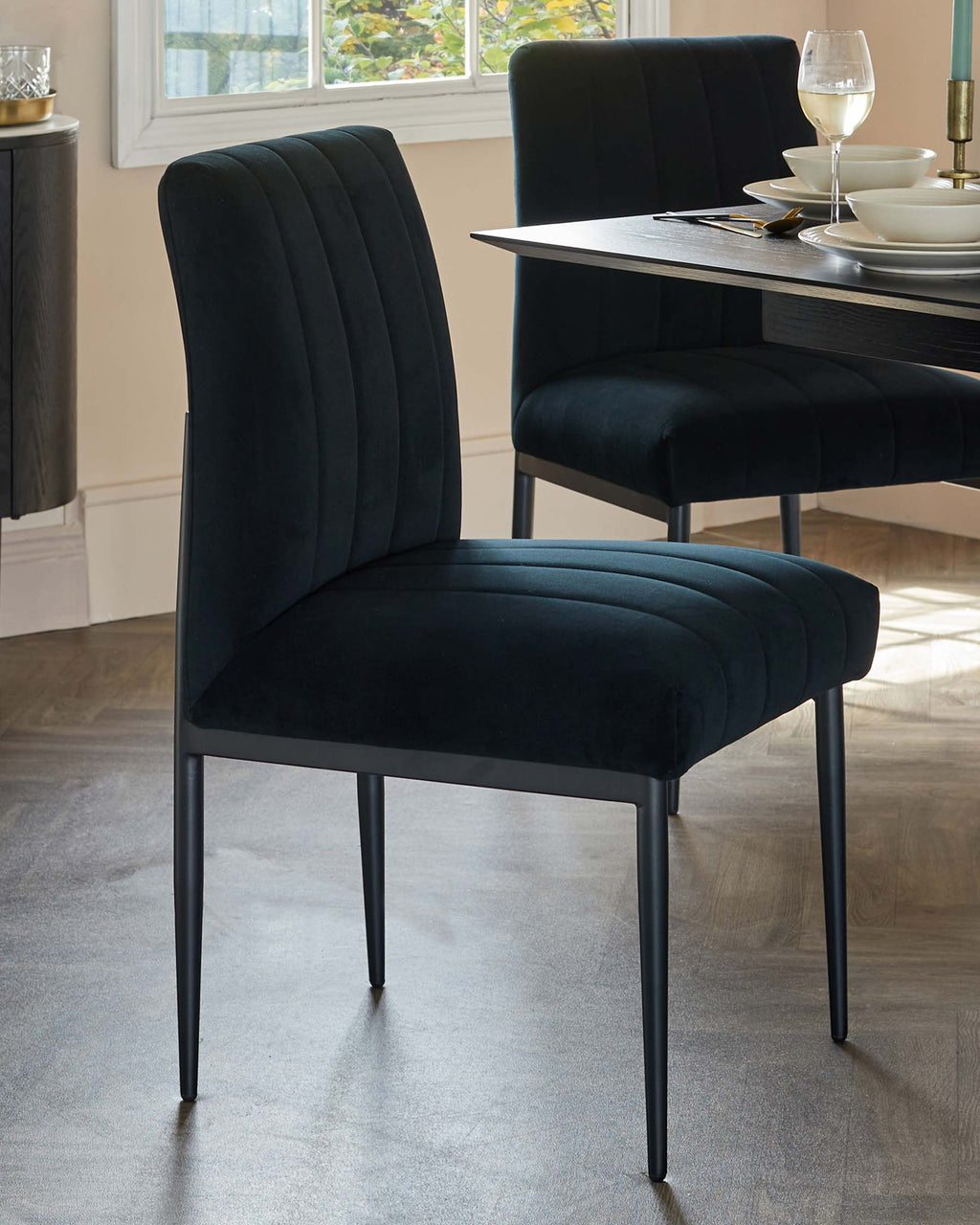 Kendra Black Metal Dining Chair Black Classic Velvet