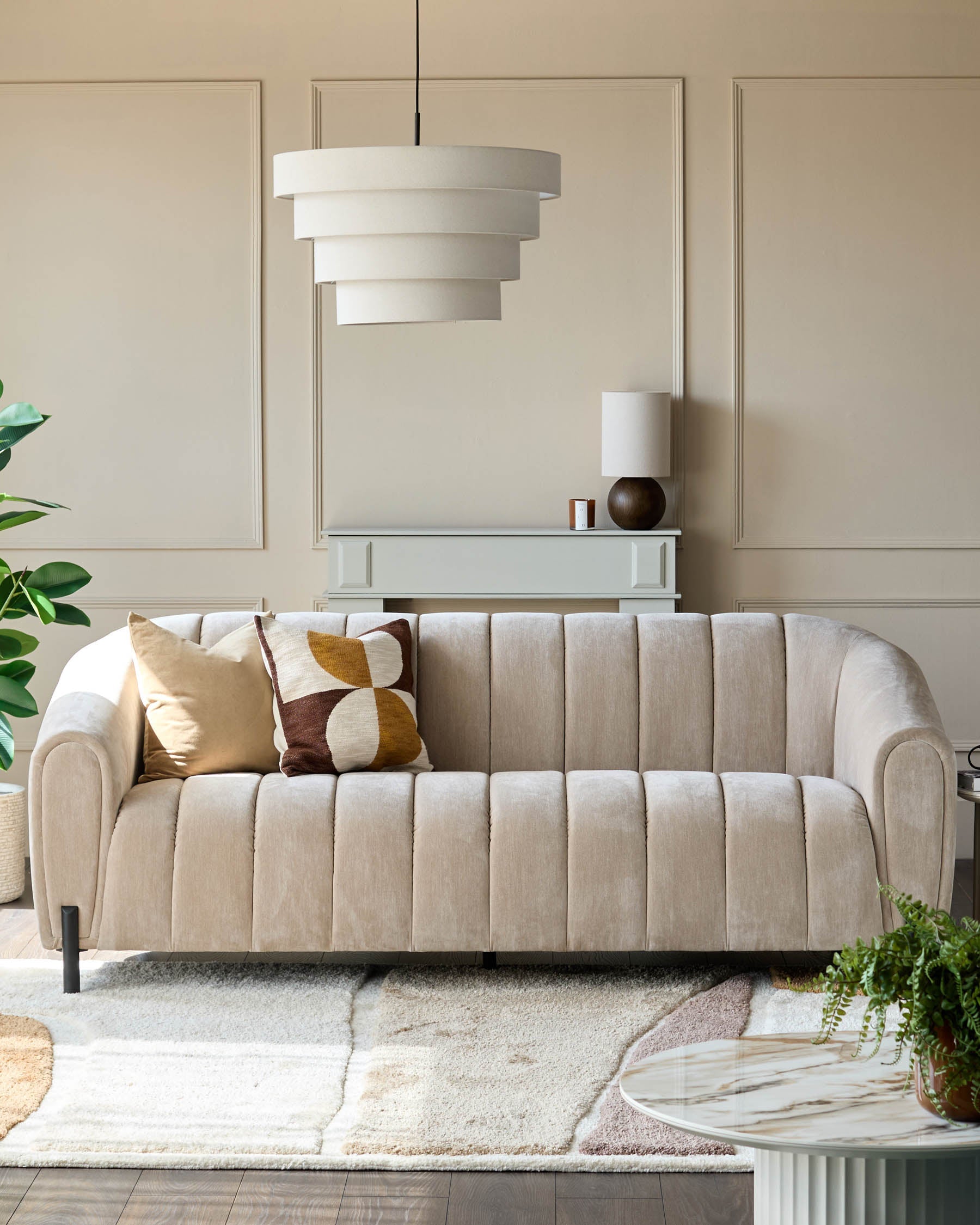 Kendra natural fabric 3 seater sofa