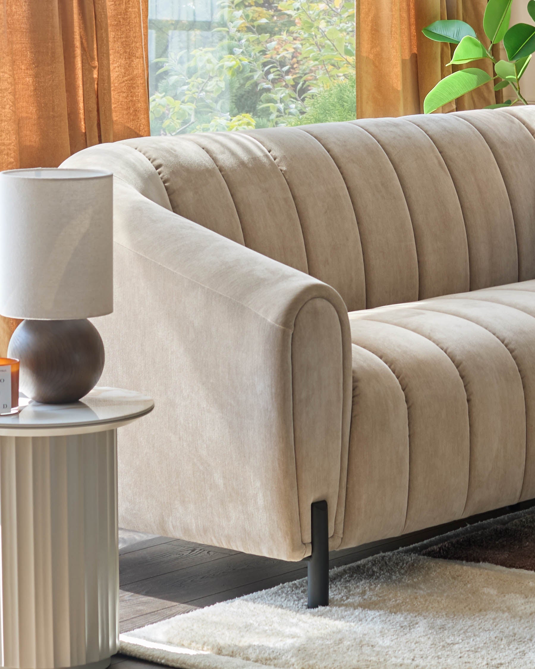 Kendra natural fabric 3 seater sofa