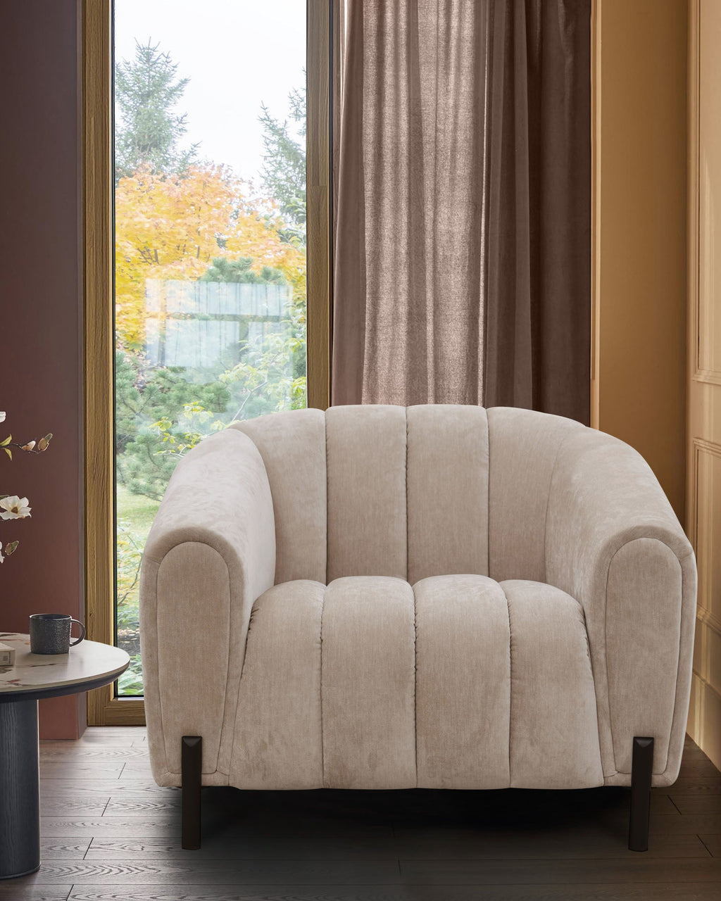 Kendra natural fabric armchair