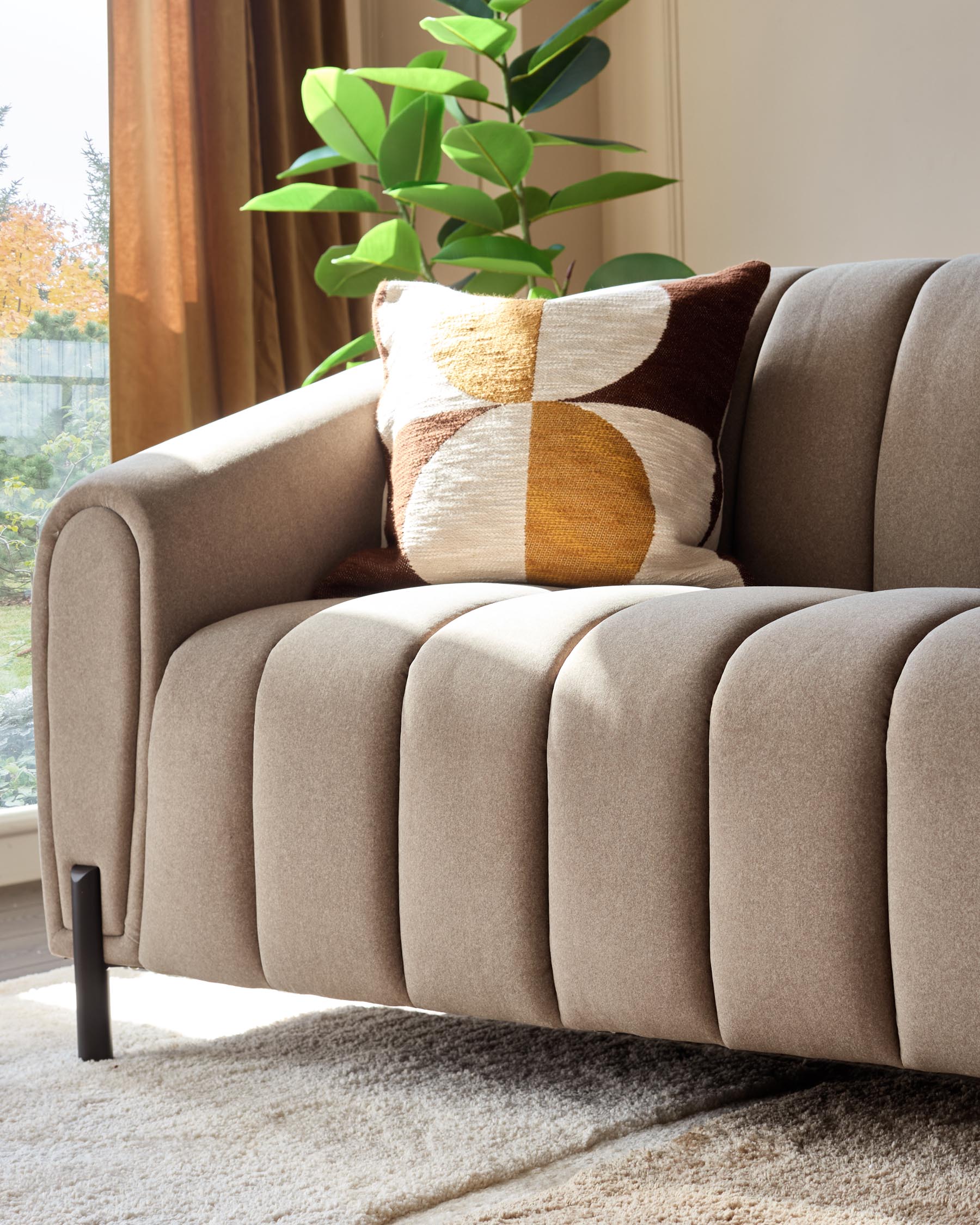 Kendra mocha fabric 3 seater sofa