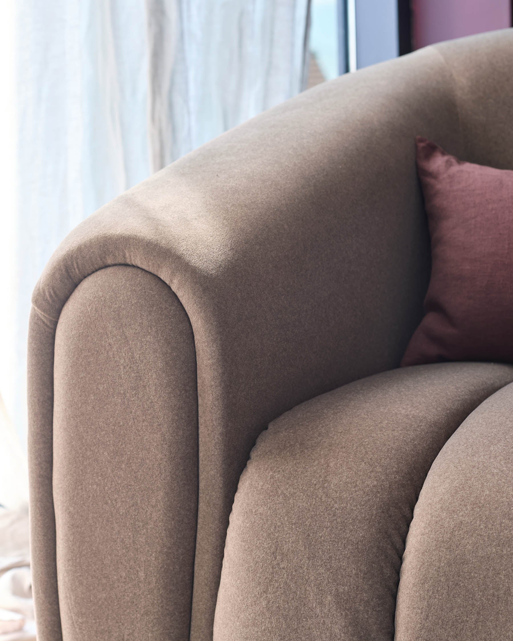Kendra mocha fabric armchair