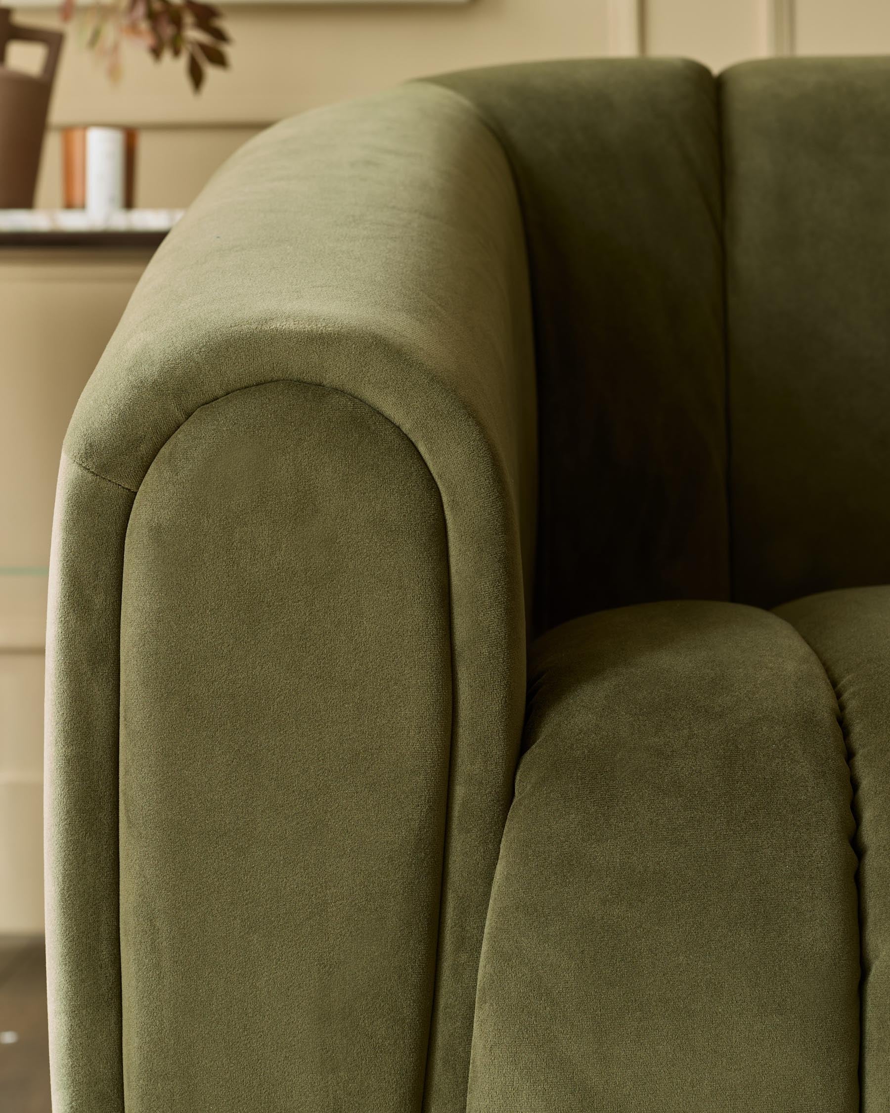 Kendra olive green velvet armchair