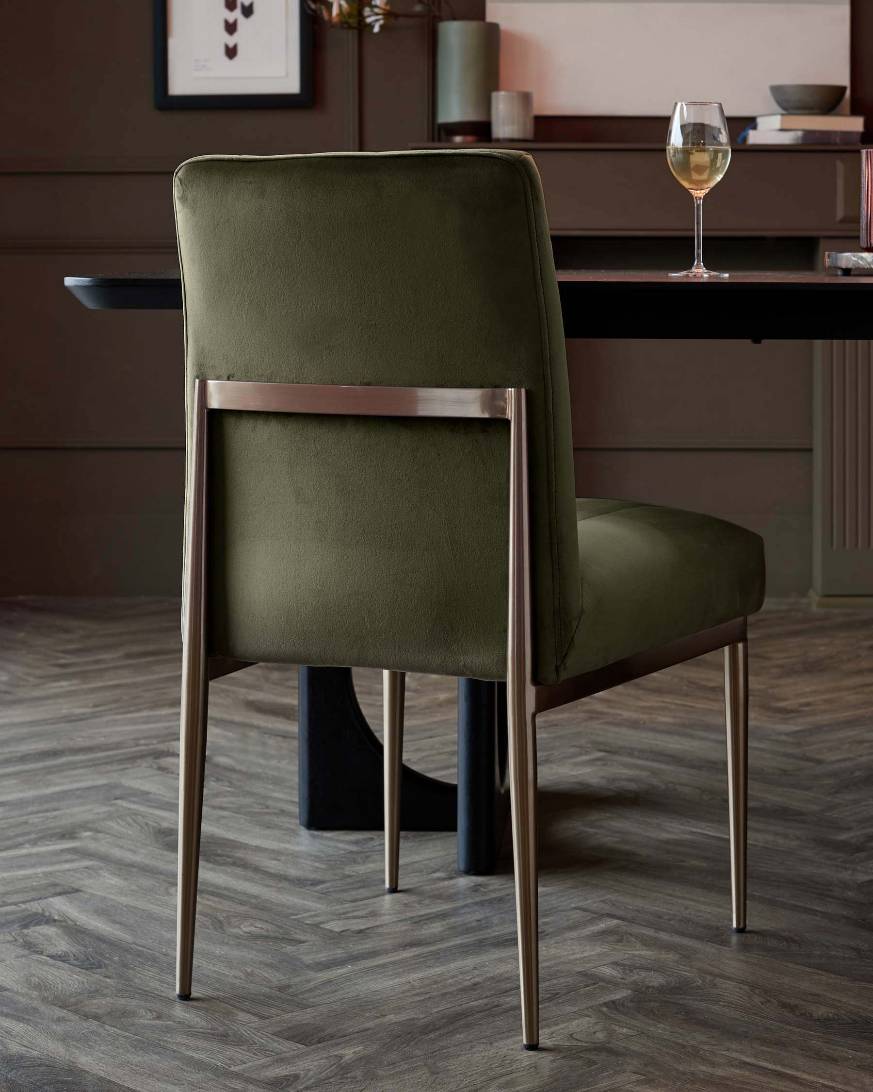 Kendra olive green velvet dining chair