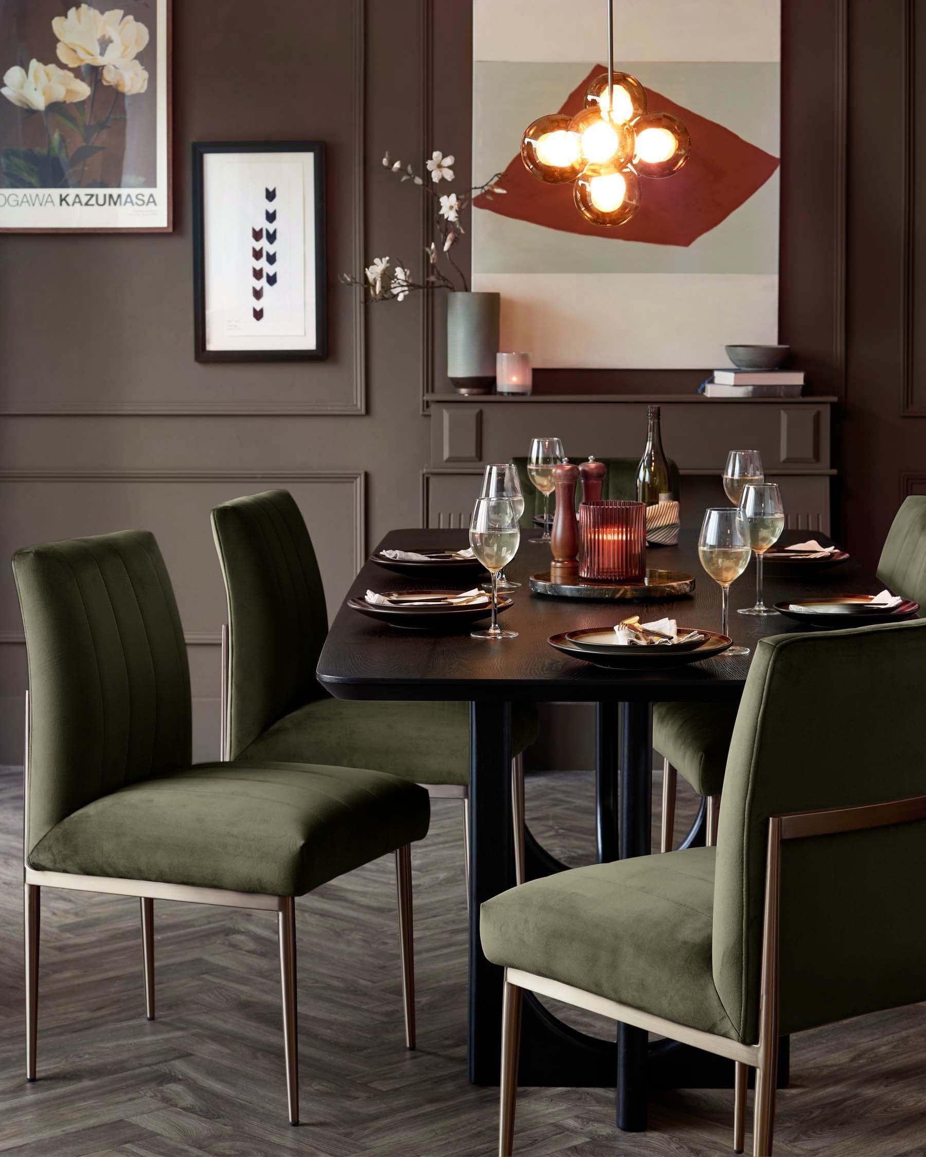 Kendra olive green velvet dining chair