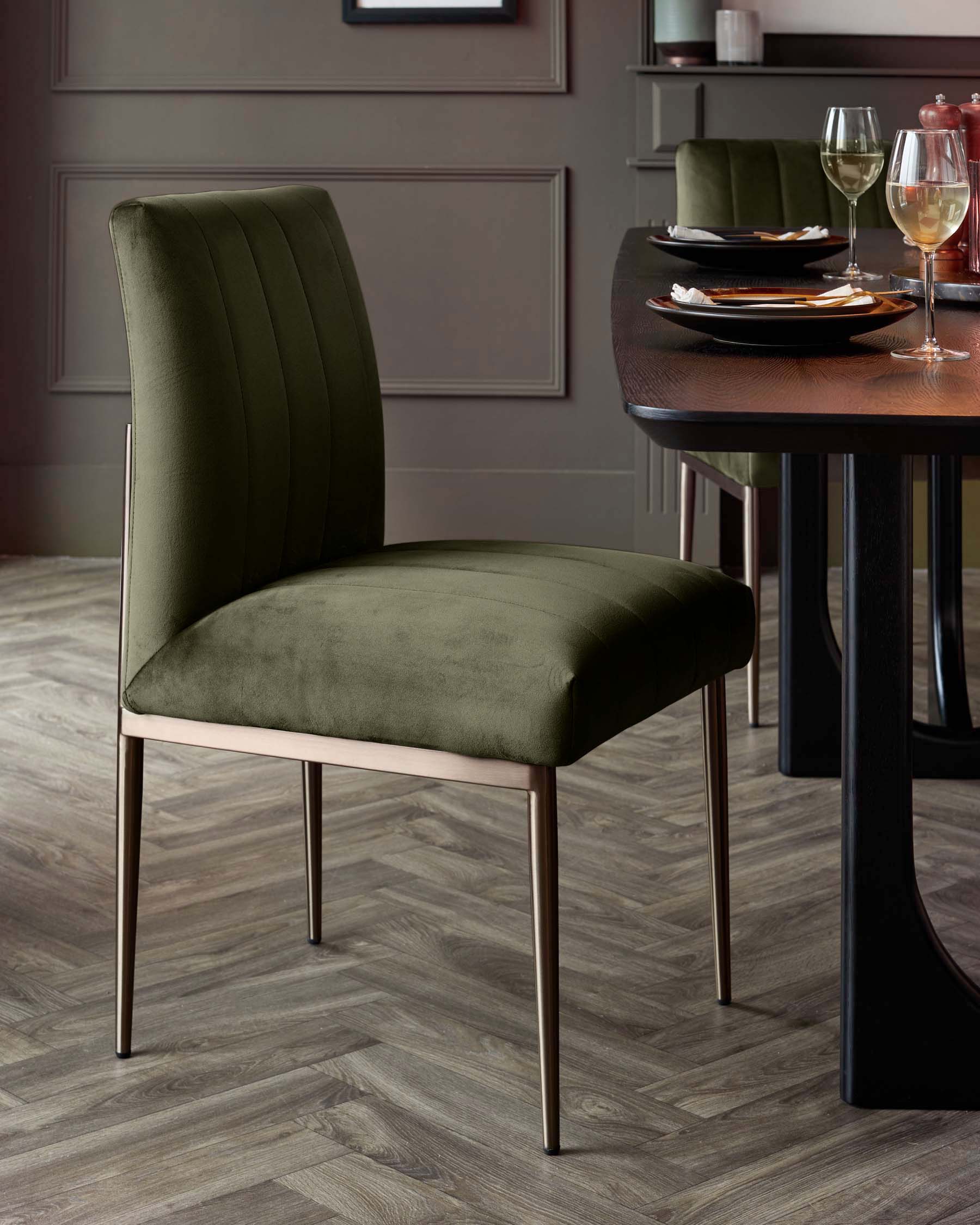 Kendra olive green velvet dining chair