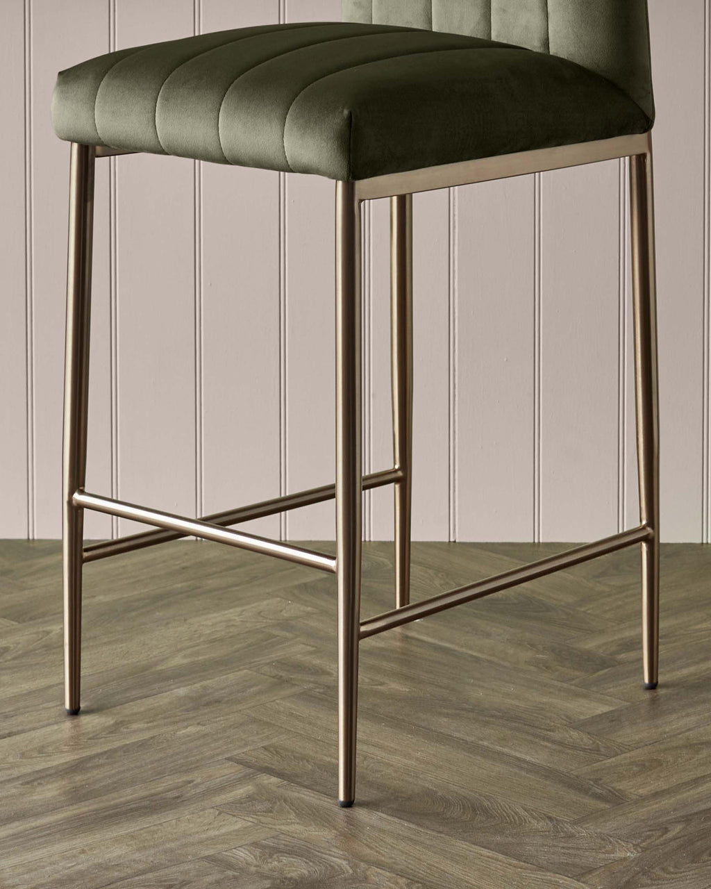 Kendra olive green velvet bar stool