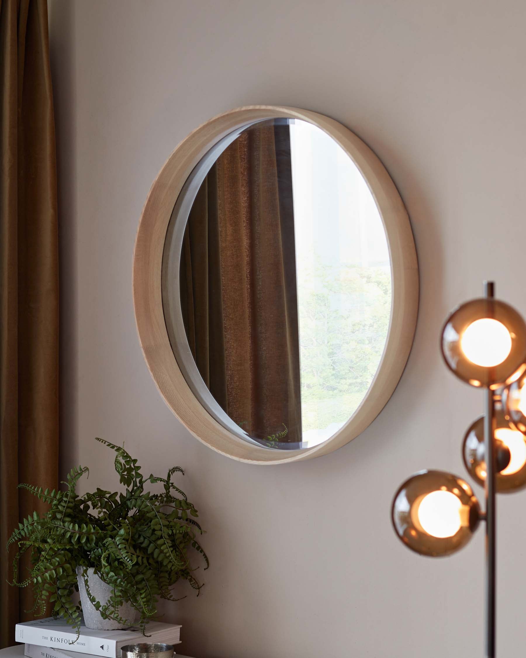 Kendrick Small Round Wall Mirror Oak