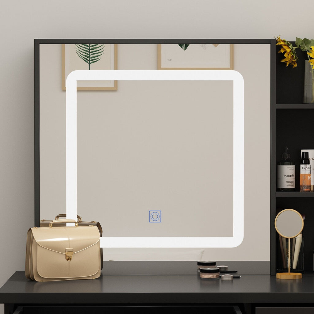 Kerrogee Makeup Vanity Set with Adjustable Lighted Mirror & Stool - 39.4L x 19.7W x 53.5H