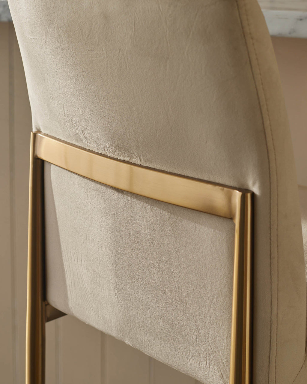 Keira Champagne Velvet And Brass Static Bar stool
