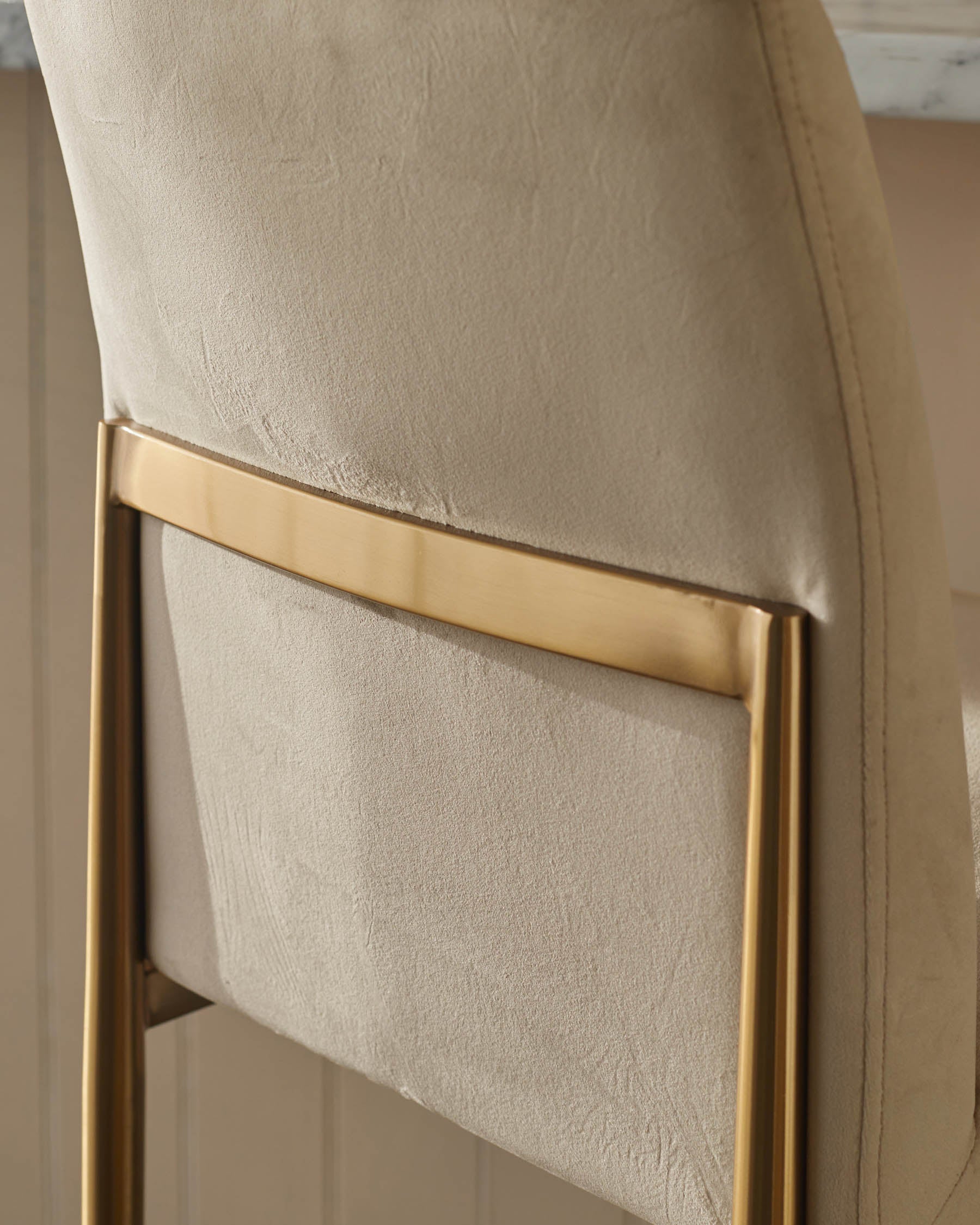 Keira Champagne Velvet And Brass Static Bar stool