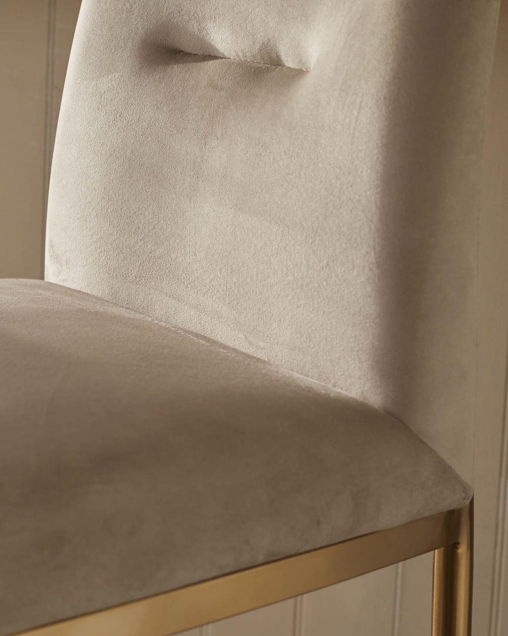 Keira Champagne Velvet And Brass Static Bar stool
