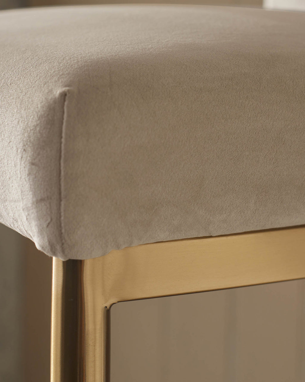 Keira Champagne Velvet And Brass Static Bar stool
