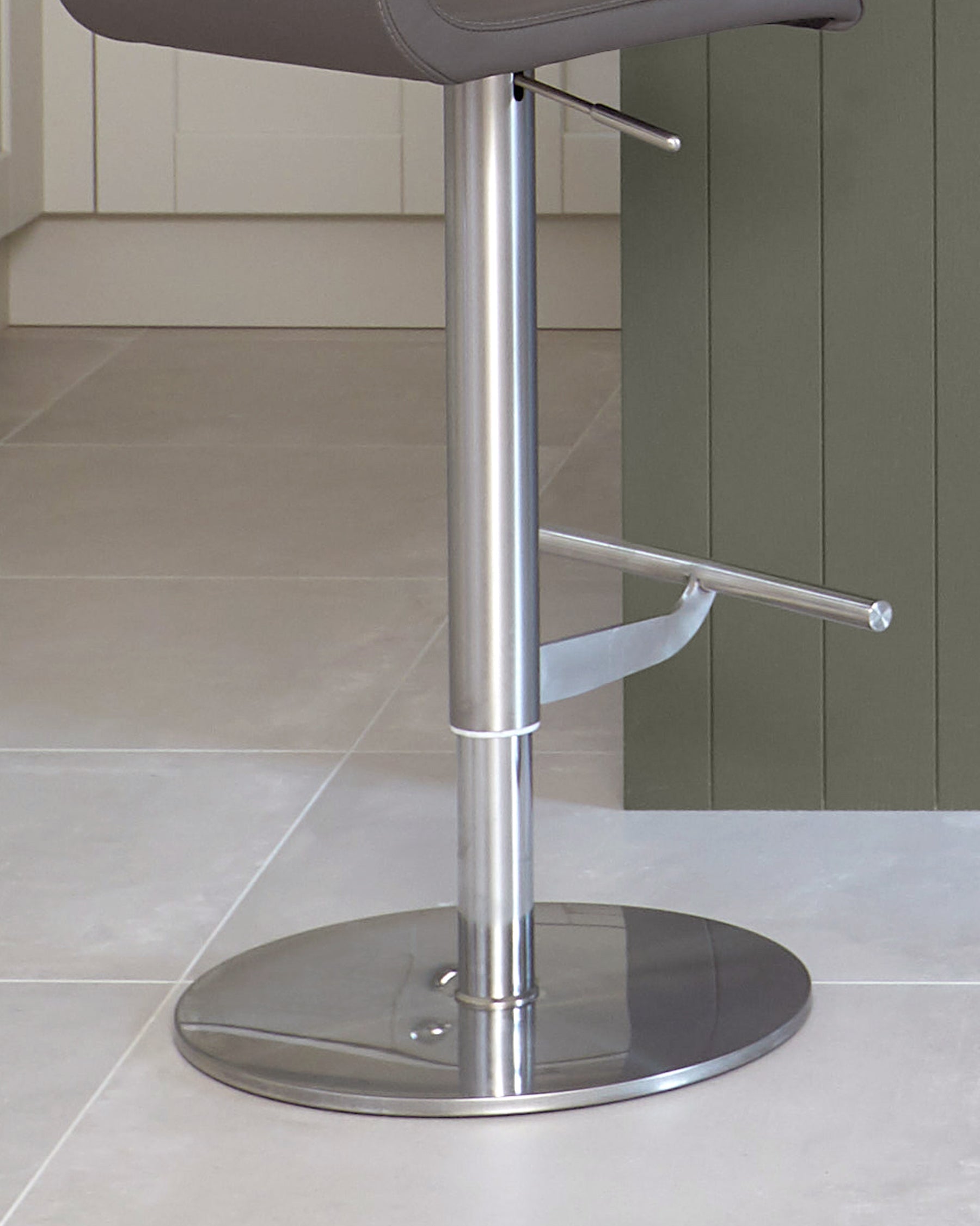 Kiki Dark Grey Leather Gas Lift Bar Stool