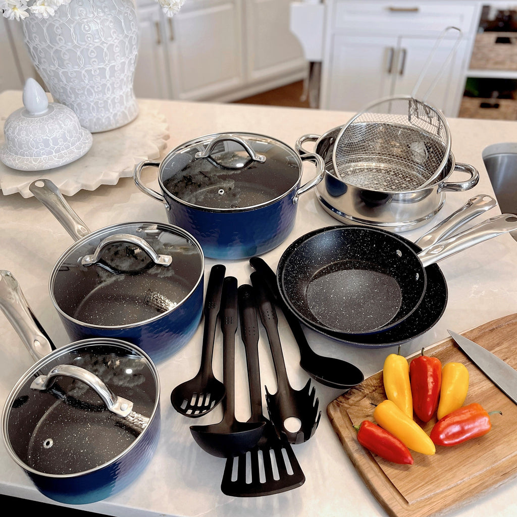 Kitchen Academy 15-piece Nonstick Granite-coated Cookware Set