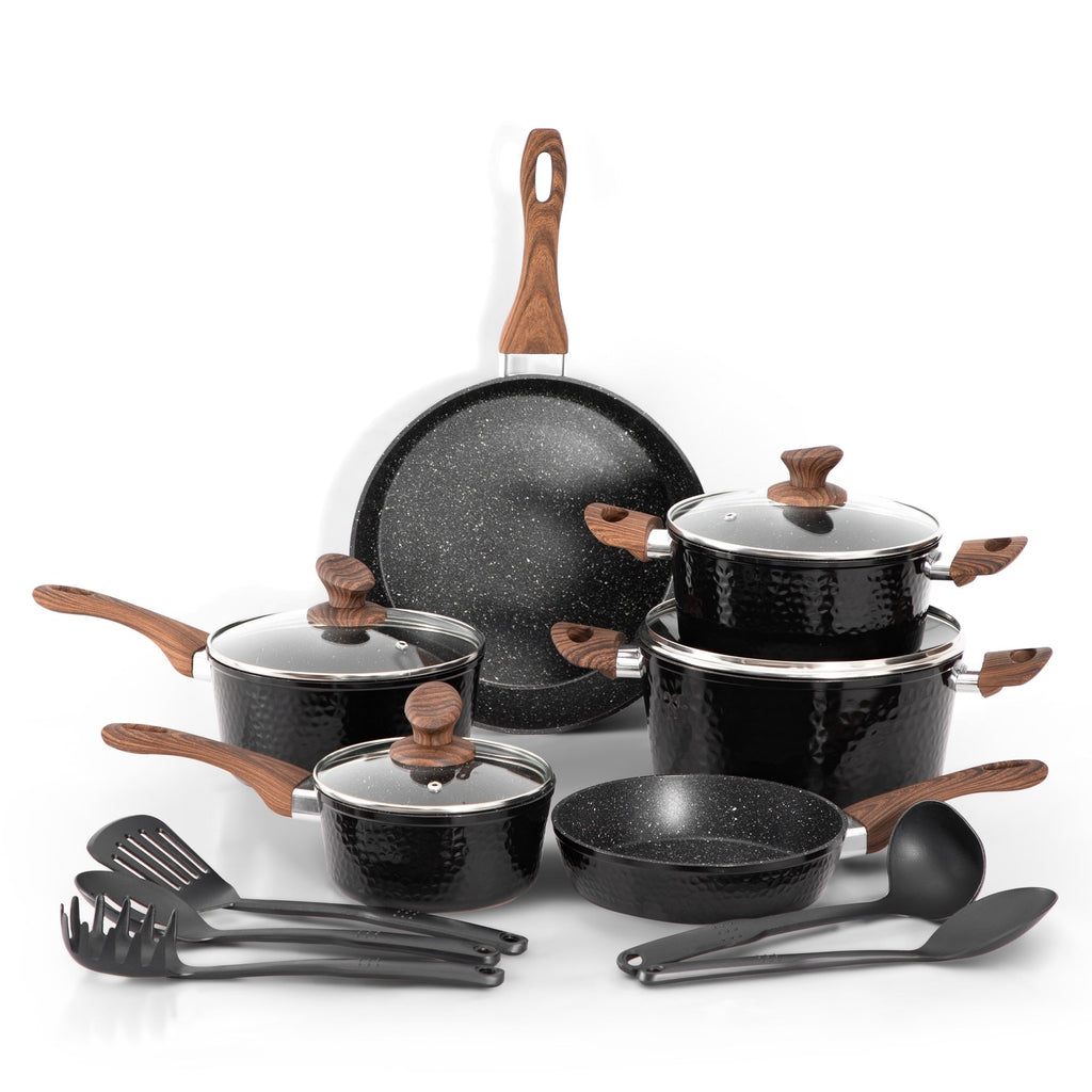 Kitchen Academy 15-piece Nonstick Granite-coated Cookware Set