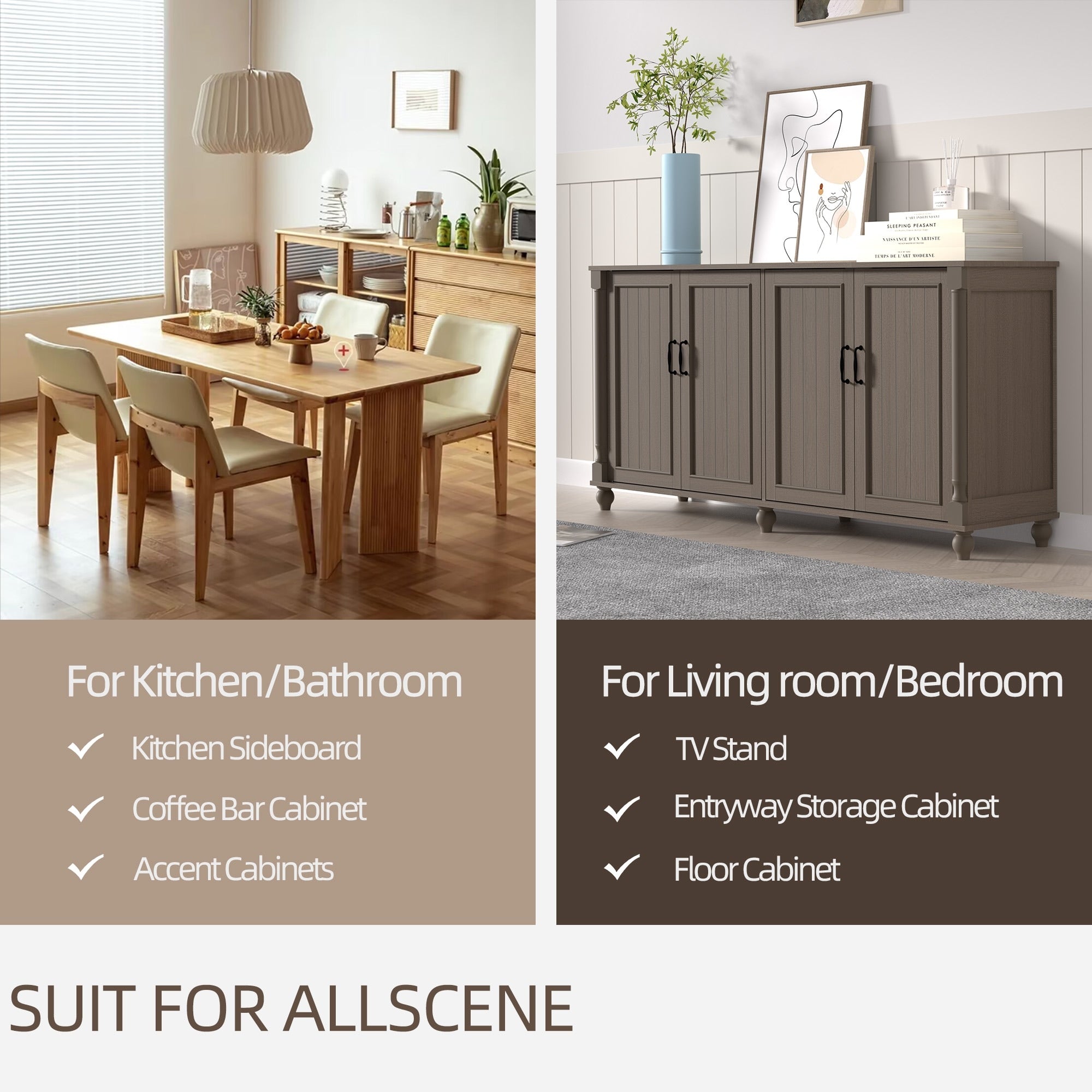 Kitchen Sideboard Coffee Bar Cabinet Accent Storage Cabinet