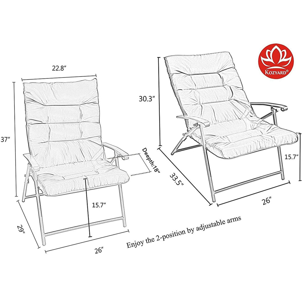 Kozyard Elsa 3 Pieces Outdoor Patio Furniture Padded Folding Bistro-Sets