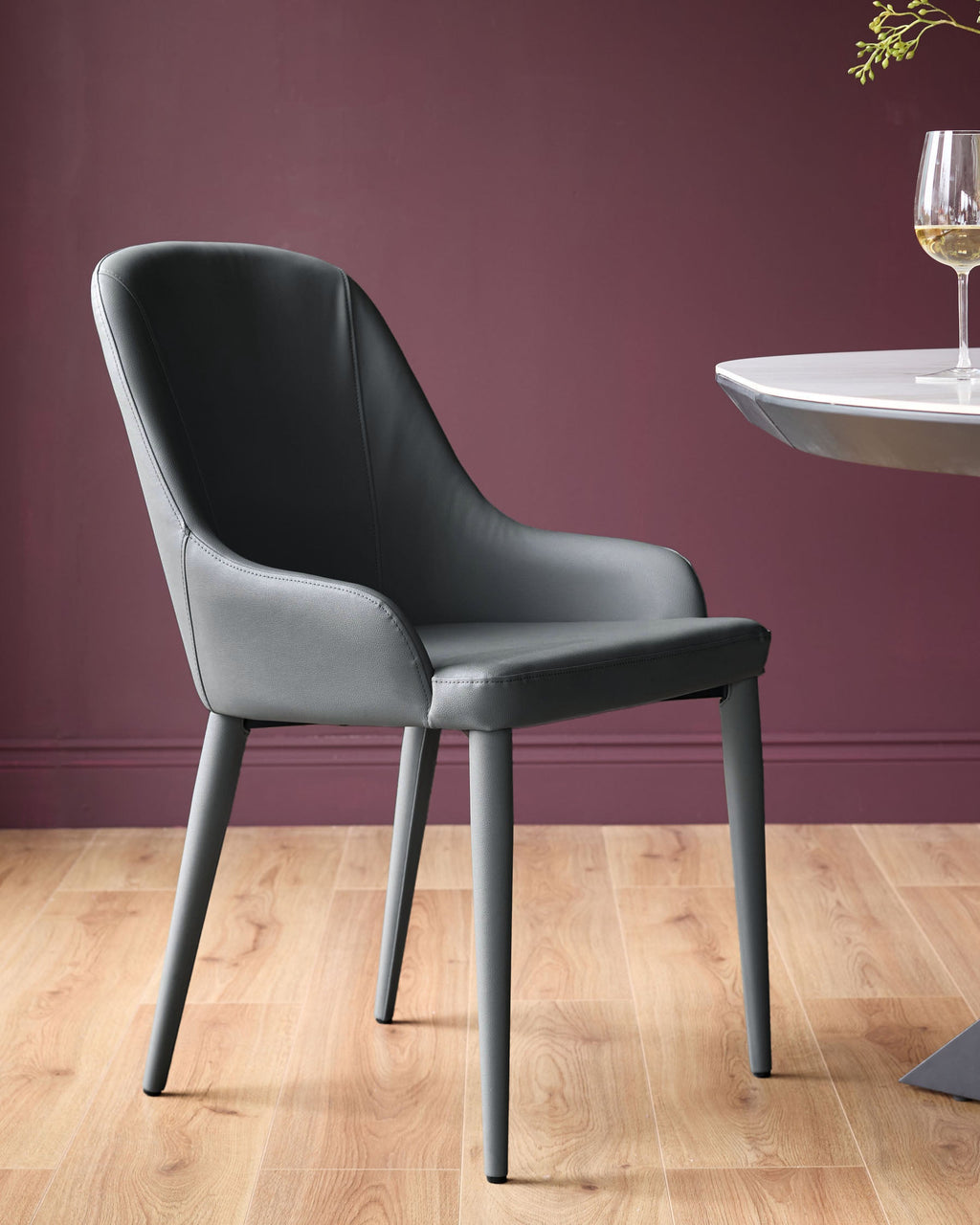 Kyro Dark Grey Faux Leather Dining Chair