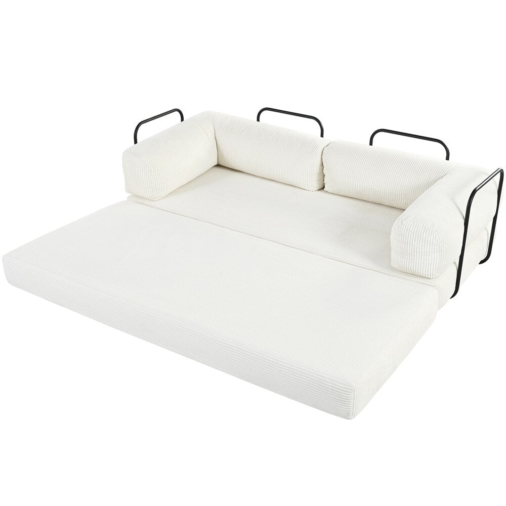 L-Shaped Modular Sofa Bed in Corduroy Fabric