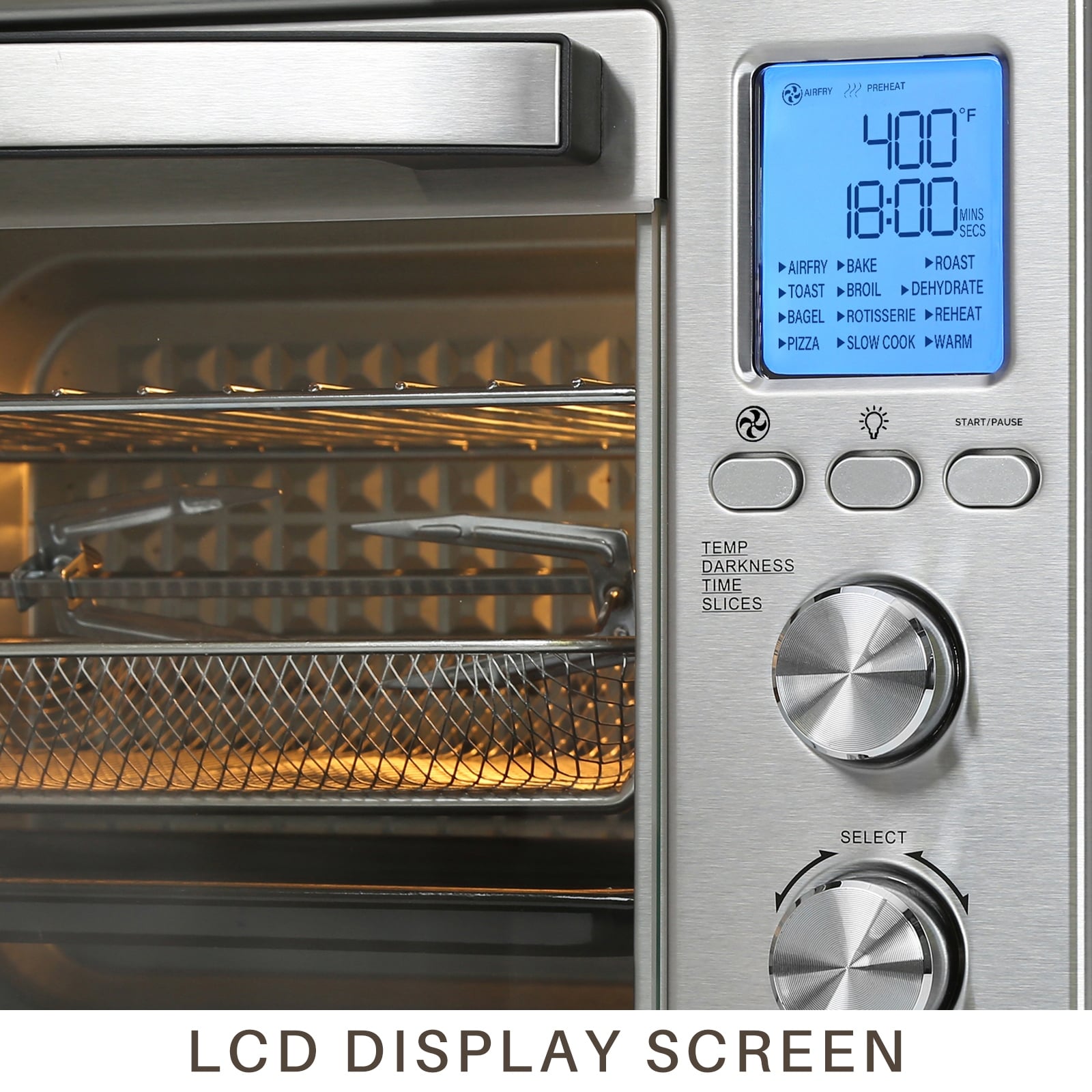 LNC 12-In-1 Large 34QT Countertop Toaster Oven Convection Rotisserie Air Fryer - 19.5 L x 15 W x 12.5 H