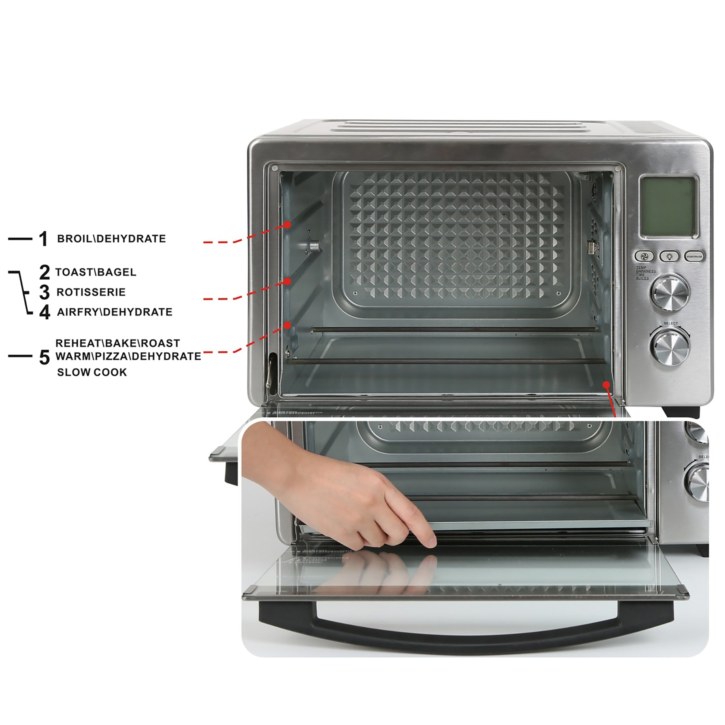 LNC 12-In-1 Large 34QT Countertop Toaster Oven Convection Rotisserie Air Fryer - 19.5 L x 15 W x 12.5 H