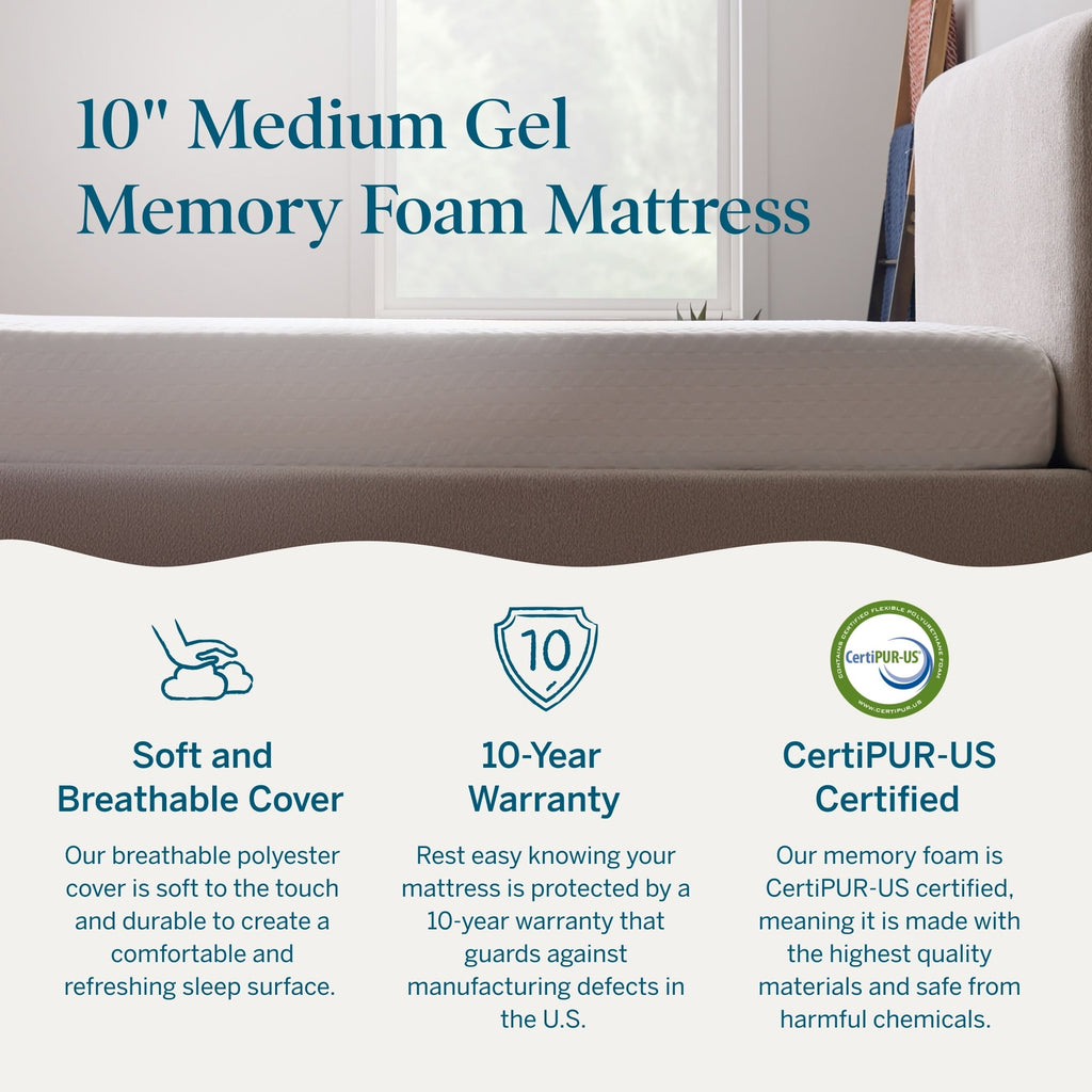 Lucid 10-inch Luxury Gel Memory Foam Mattress