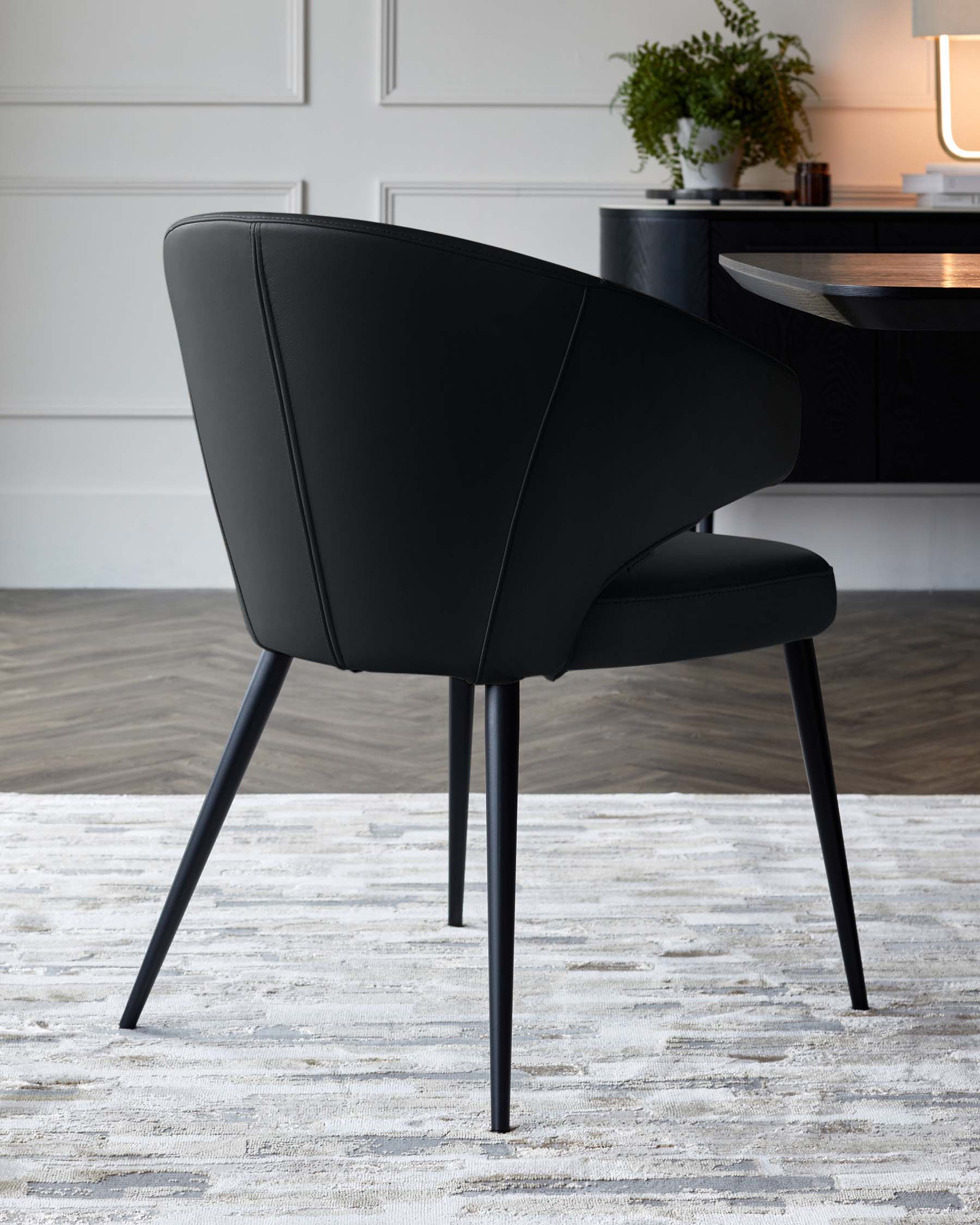 Landon black leather dining chair