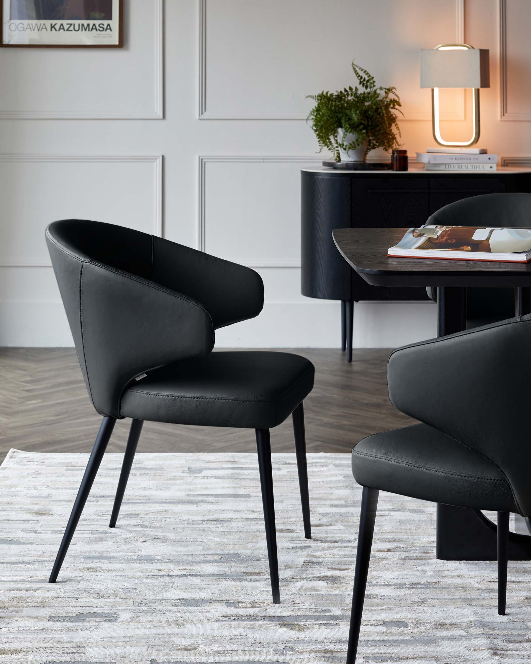 Landon black leather dining chair